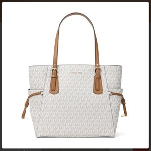 Michael Kors Signature White and Tan Tote